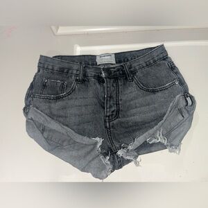 Grey denim one teaspoon shorts